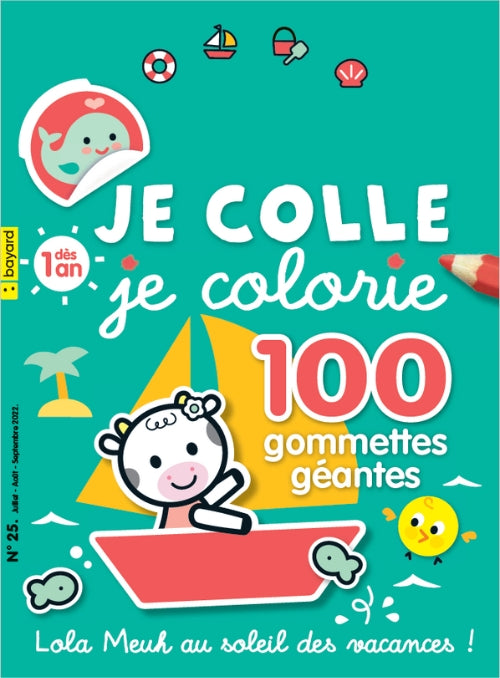 JE COLLE JE COLORIE NO25 - Lola Meuh au soleil des vacances!